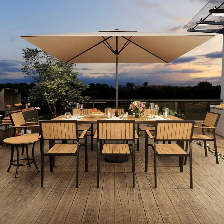 Pamapic Aluminum and Plastic-Wood Outdoor Dining Table Set