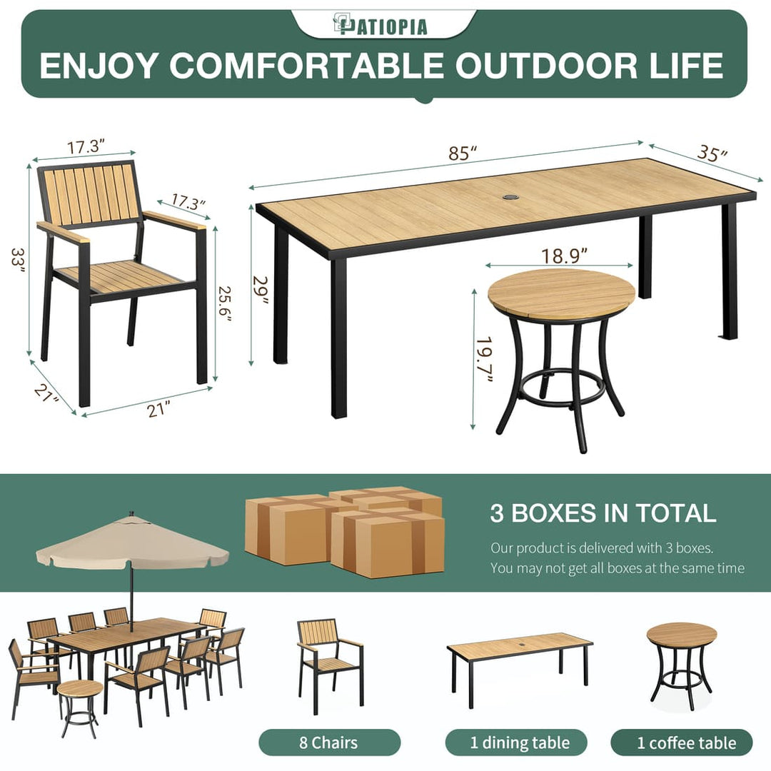 Pamapic Aluminum and Plastic-Wood Outdoor Dining Table Set