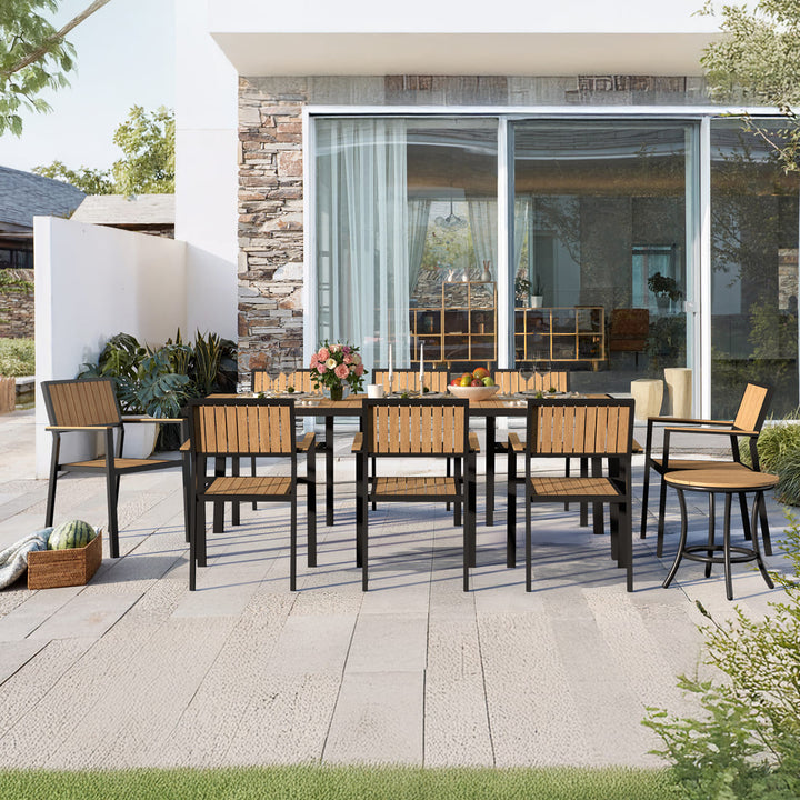 Pamapic Aluminum and Plastic-Wood Outdoor Dining Table Set