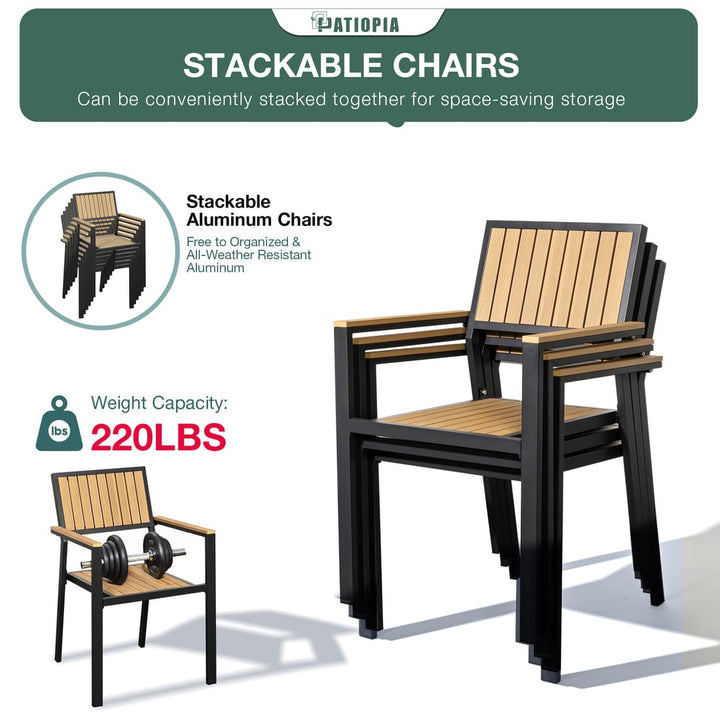 Pamapic Aluminum and Plastic-Wood Outdoor Dining Table Set