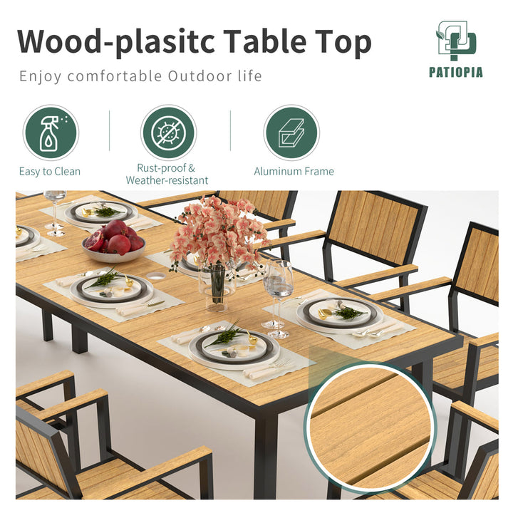Pamapic Aluminum and Plastic-Wood Outdoor Dining Table Set