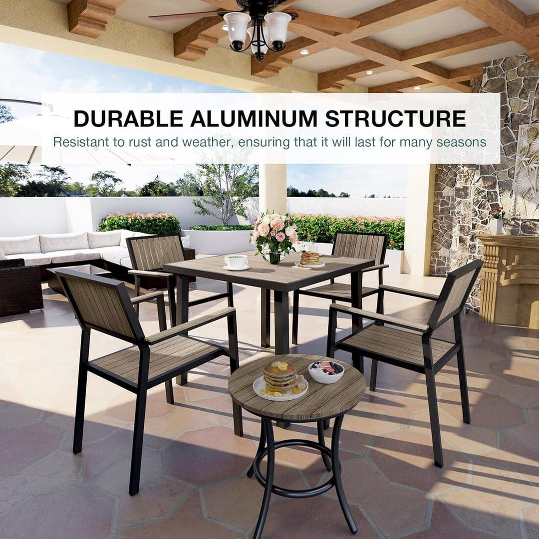 Pamapic Aluminum and Plastic-Wood Outdoor Dining Table Set (8 Pieces)