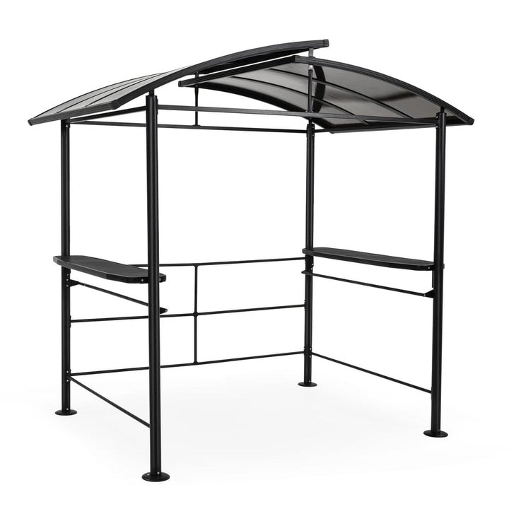 Pamapic Hardtop Grill Gazebo Canopy with 2-Tier Roof and Shelves