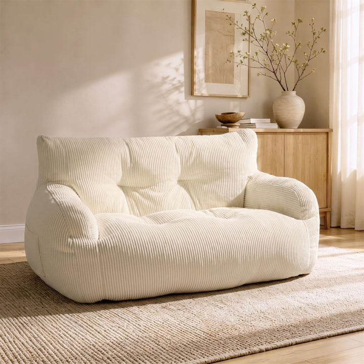 2-Person Bean Bag Sofa Chair, 63" Wide Corduroy with Memory Foam