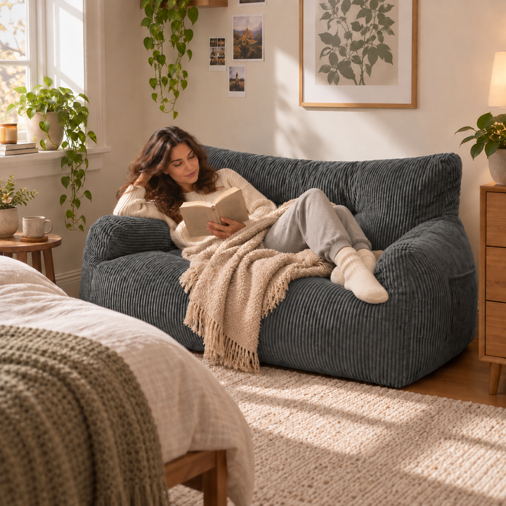 Pamapic 61" Bean Bag Sofa, Deeper Seat Loveseat