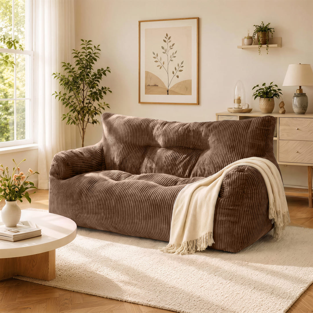Pamapic 2-Person Bean Bag Sofa, 61"-63" Small-Space Loveseat