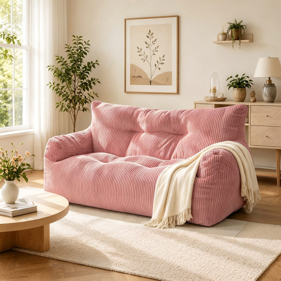 Pamapic 2-Person Bean Bag Sofa, 61"-63" Small-Space Loveseat