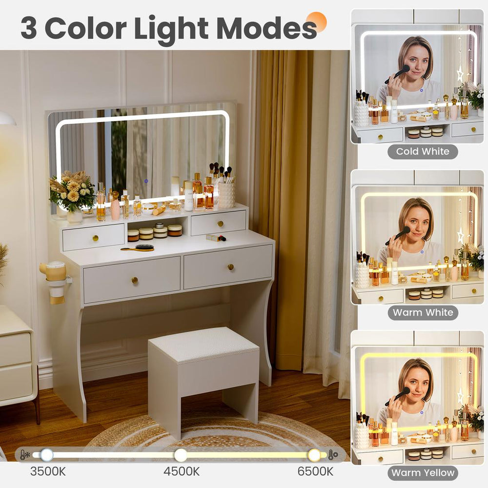 Touch-control LED vanity mirror with 3 lighting modes