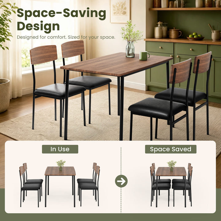 Dining Table Set for 4, Upholstered Chairs & Storage Bench