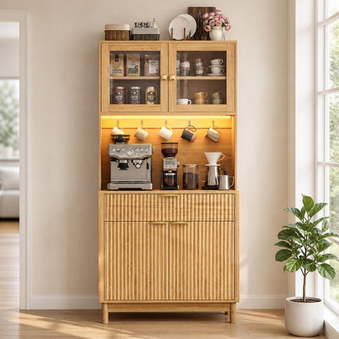 2-Door Fluted Kitchen Hutch