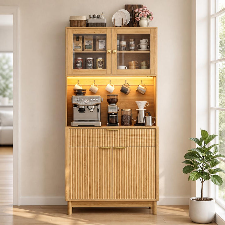 2-Door Fluted Kitchen Hutch
