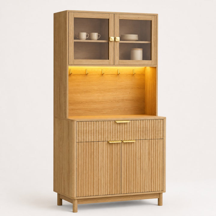 2-Door Fluted Kitchen Hutch