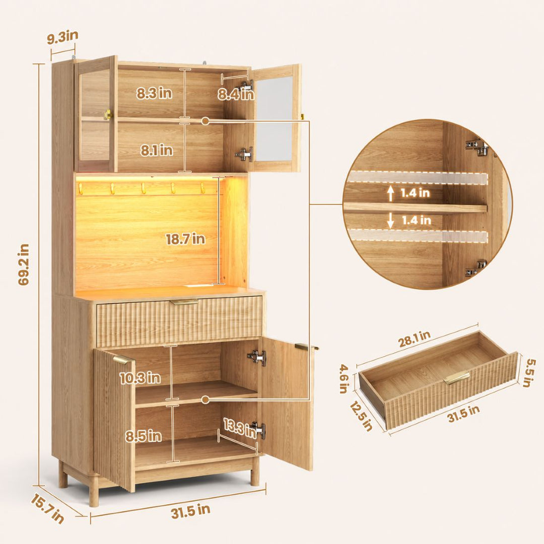 2-Door Fluted Kitchen Hutch