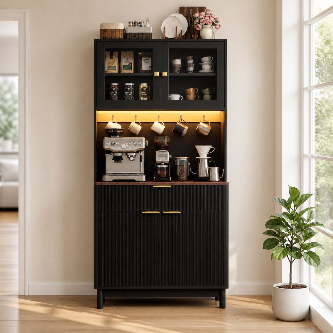 2-Door Fluted Kitchen Hutch