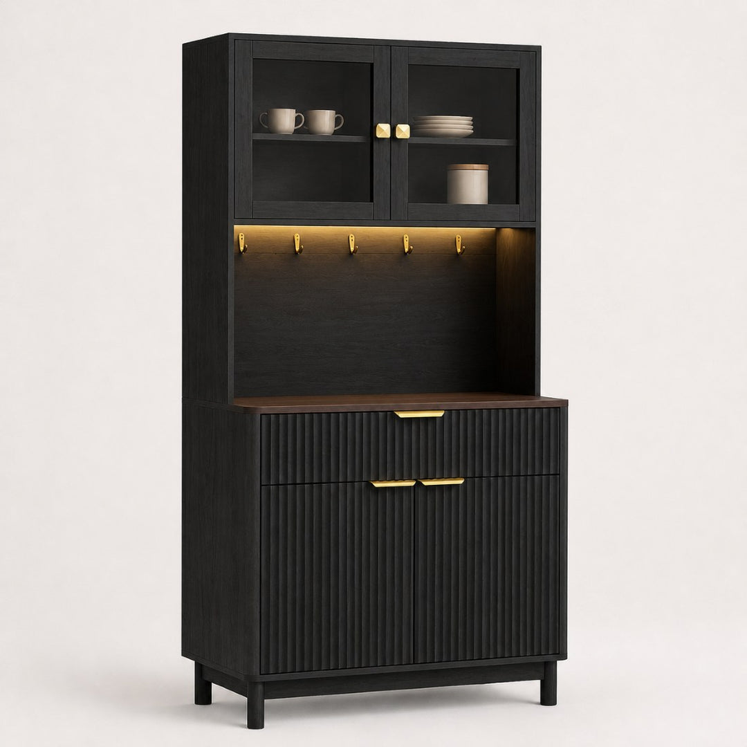 2-Door Fluted Kitchen Hutch