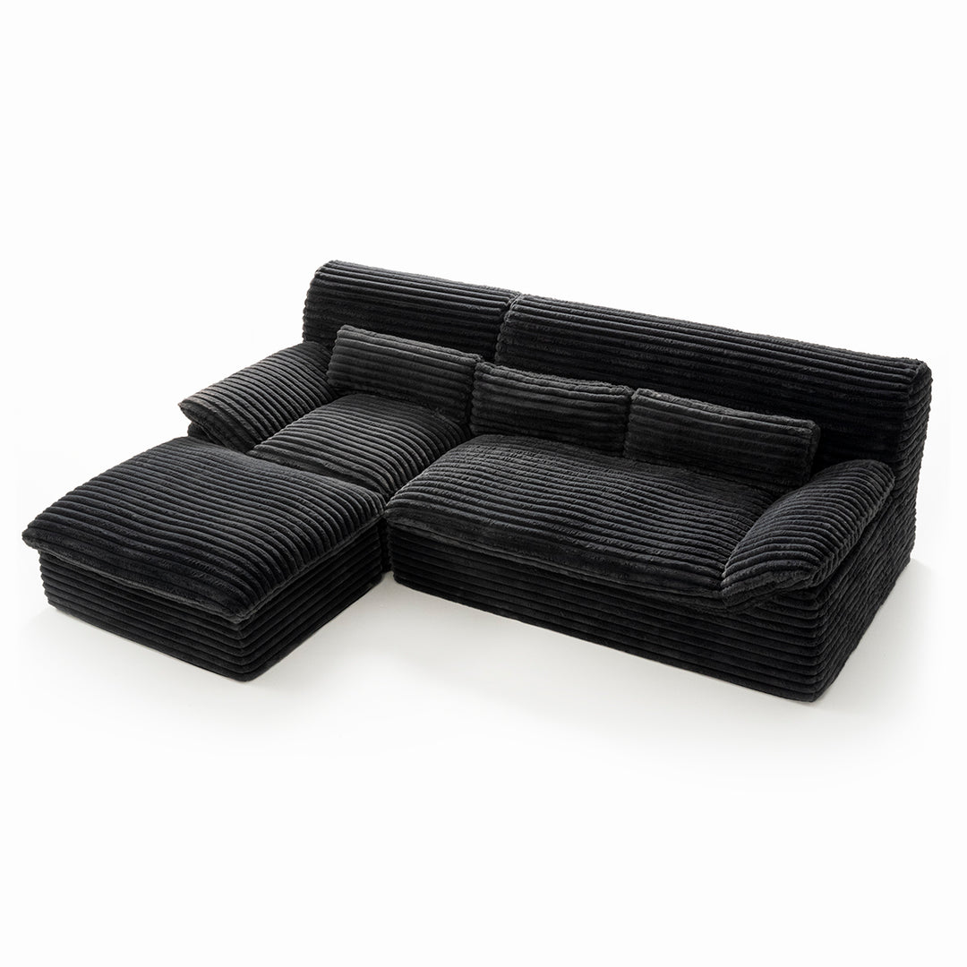 Pamapic 100" Boneless Sectional Couch with Plush Corduroy Fabric, No Assembly Required