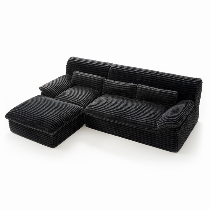 Pamapic 100" Boneless Sectional Couch with Plush Corduroy Fabric, No Assembly Required