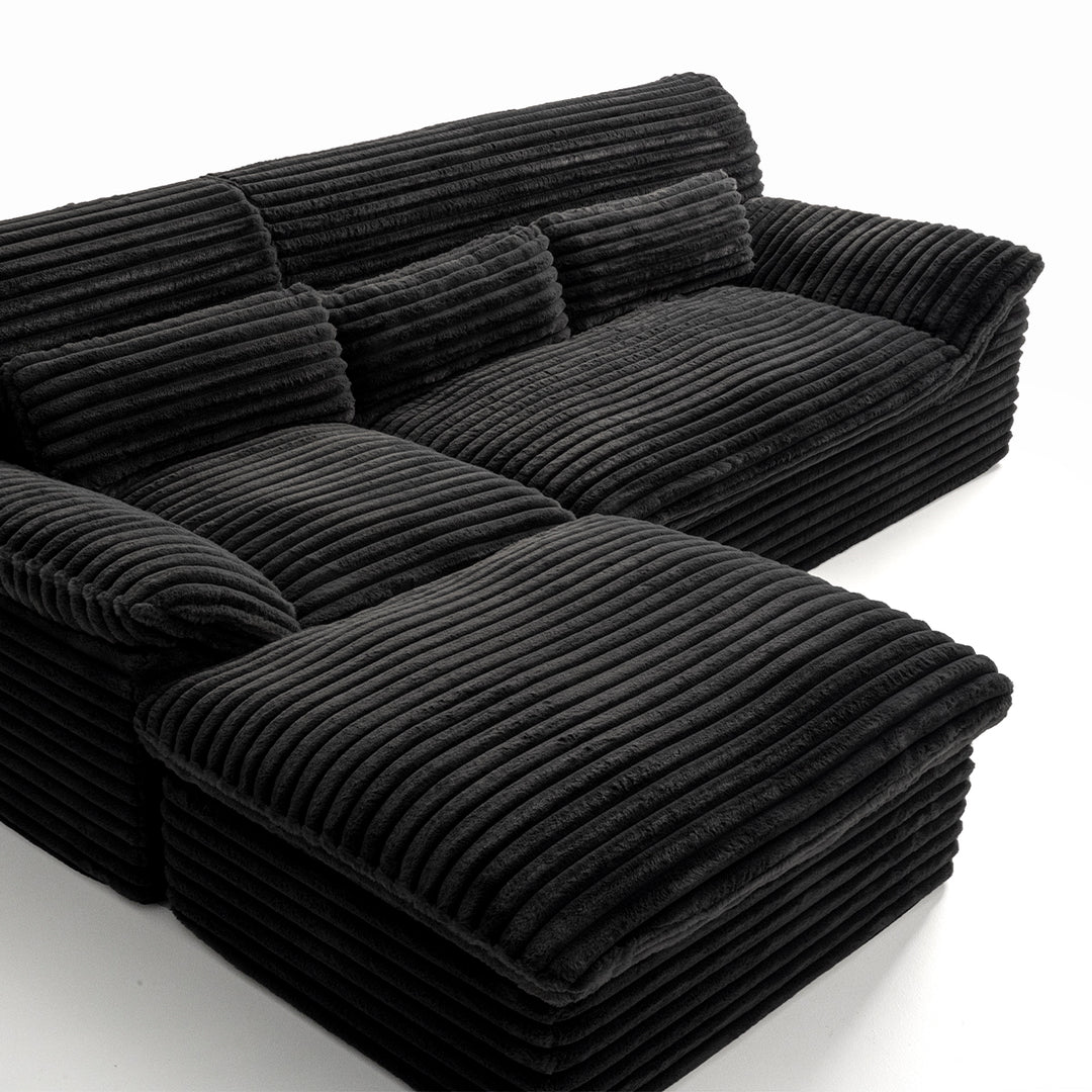 Pamapic 100" Boneless Sectional Couch with Plush Corduroy Fabric, No Assembly Required