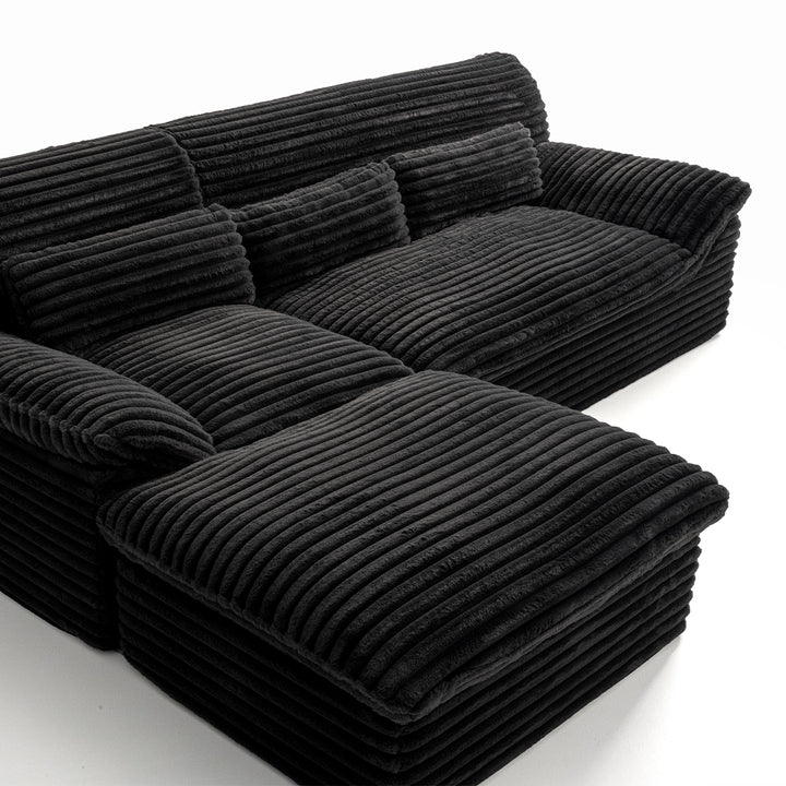 Pamapic 100" Boneless Sectional Couch with Plush Corduroy Fabric, No Assembly Required