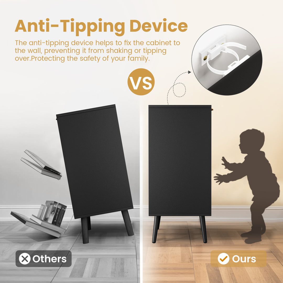 Pamapic Fluted Sideboard Cabinet with Adjustable Shelves for Living Room, Hallway, Entryway, Dining Room