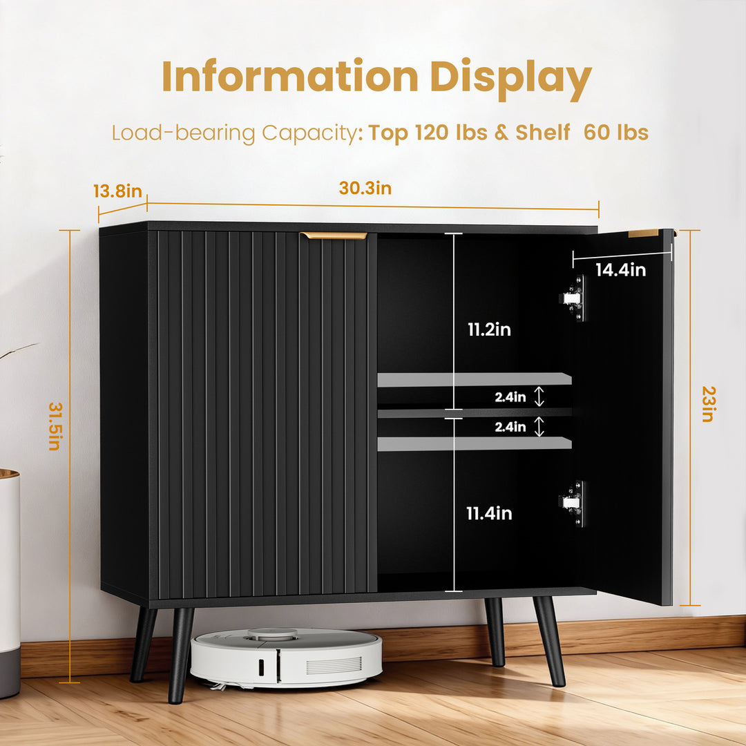 Pamapic Fluted Sideboard Cabinet with Adjustable Shelves for Living Room, Hallway, Entryway, Dining Room