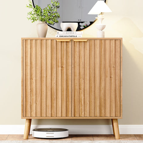 Pamapic Fluted Sideboard Cabinet with Adjustable Shelves for Living Room, Hallway, Entryway, Dining Room