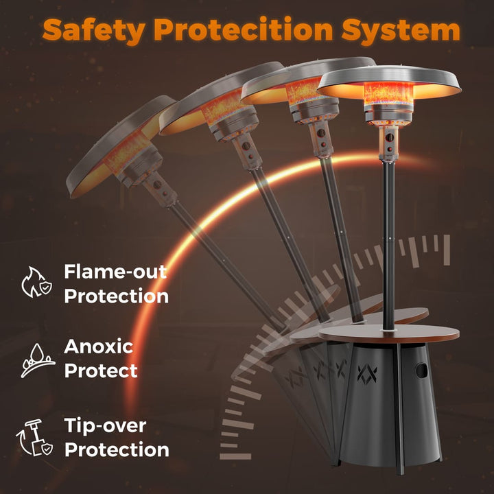 Pamapic 50,000 BTU Patio Propane Heater with 27.6" Round Table Design for Porch, Garden, Residential & Commercial Use
