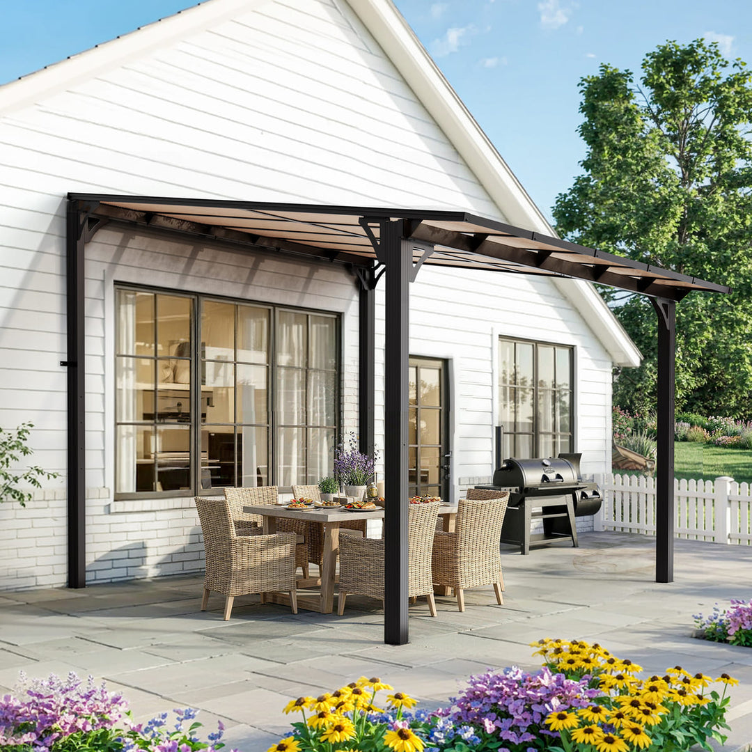 Pamapic Aera wall-mounted lean-to gazebo with shaded home entryway coverage