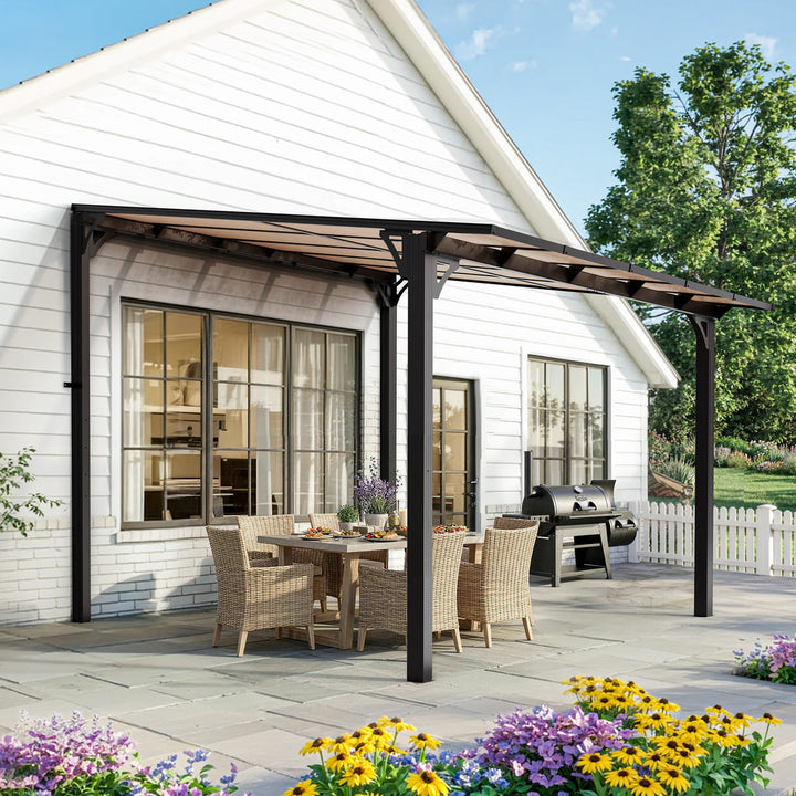 Pamapic Aera wall-mounted lean-to gazebo with shaded home entryway coverage