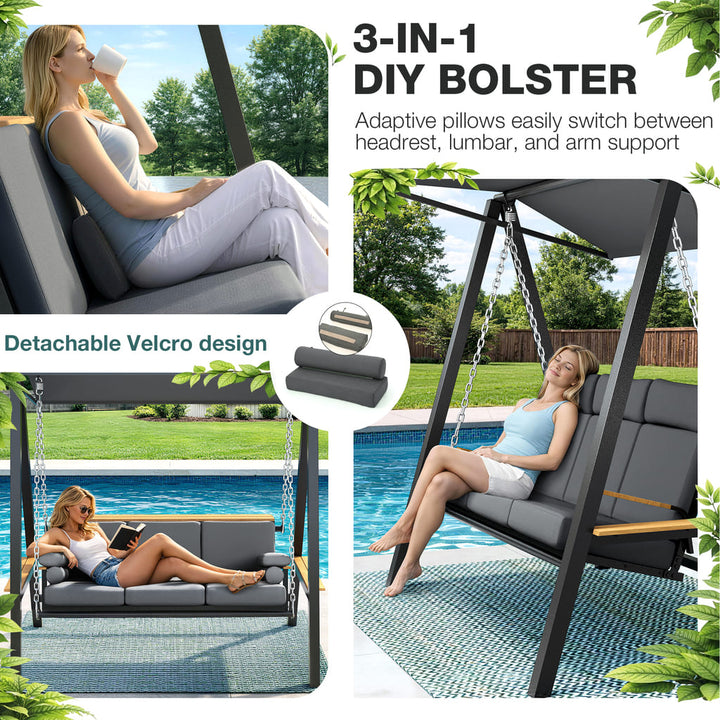 Cushion and seat support comparison for the Pamapic Forge 3-seat patio swing