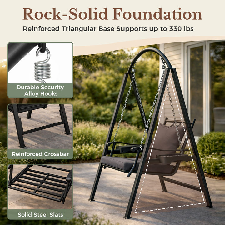 Stable foundation and sturdy frame support for the Pamapic porch swing chair