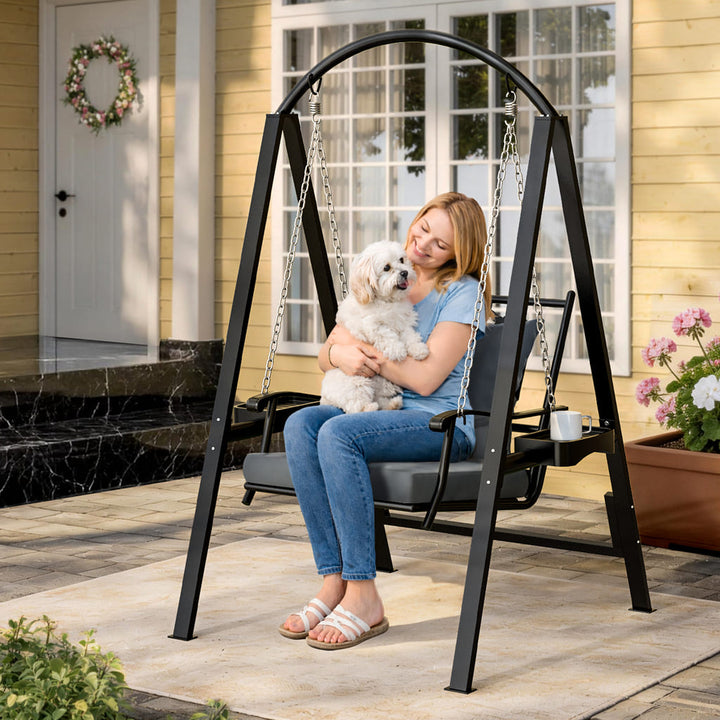 Pamapic 1-seat porch swing chair for relaxing on a porch or patio