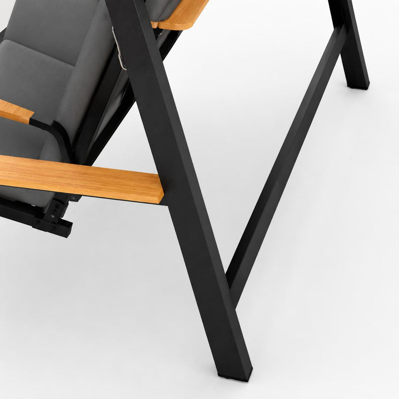 Pamapic 3-seat porch swing chair with sturdy steel frame and wood-look armrests