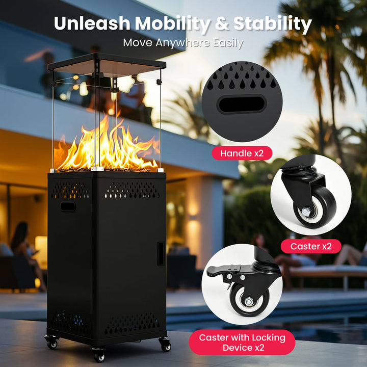 Pamapic Pyra Base patio heater with wheels for easy movement