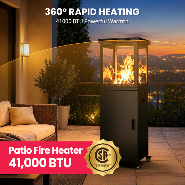 Pamapic Pyra Base Vent Top patio heater 41000 BTU with rapid outdoor heating