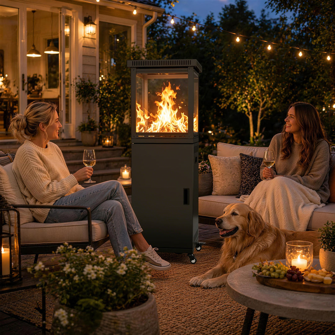 Pamapic Pyra Base Vent Top patio heater for a cozy backyard gathering
