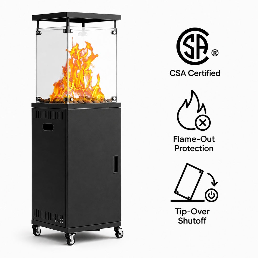 41,000 BTU Propane Patio Heater, Pyra Base with Wheels, CSA Certified
