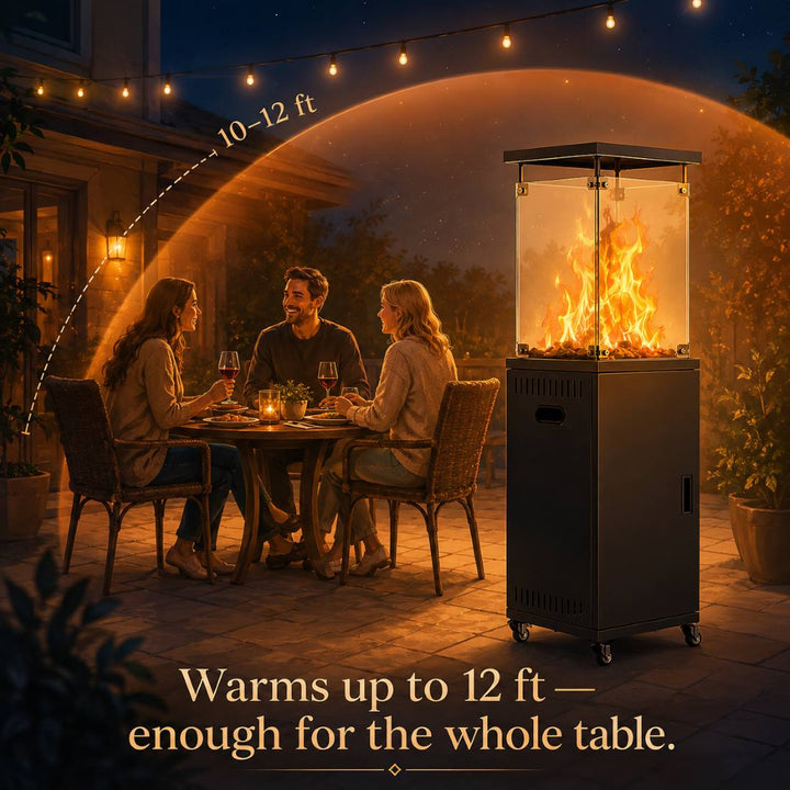 41,000 BTU Propane Patio Heater, Pyra Base with Wheels, CSA Certified