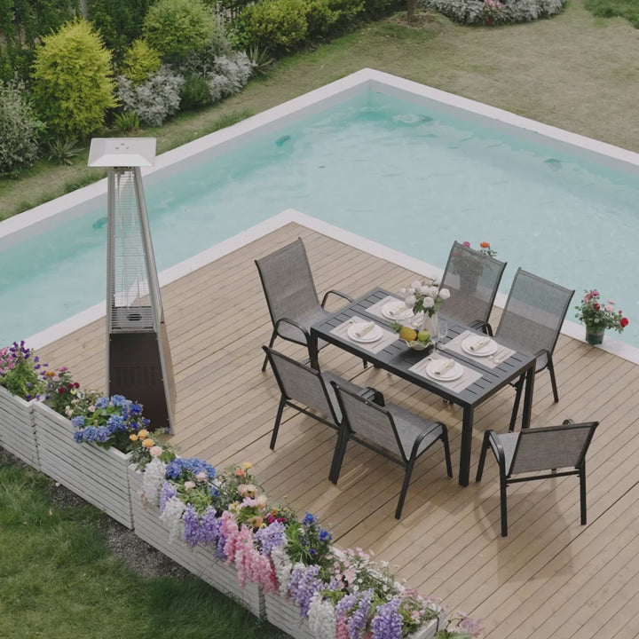 Lume Textilene Stackable Dining Set, 7-Piece