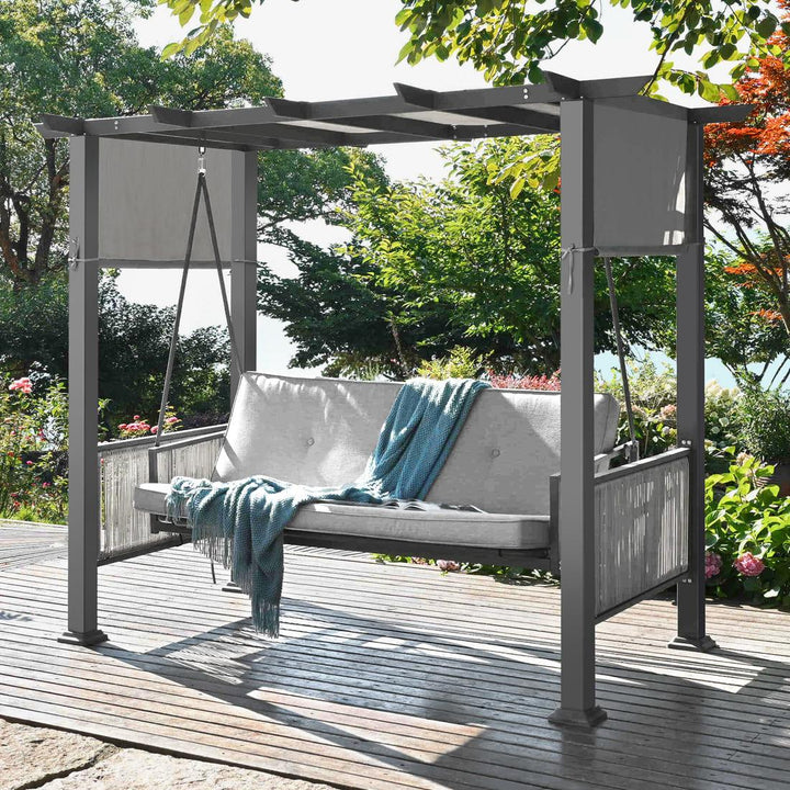 Pamapic Patio Swing with Adjustable Curtains