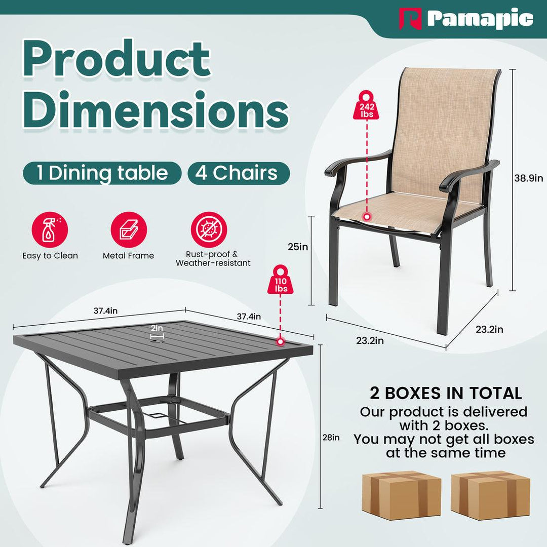 Pamapic Textilene Dining Table Set (5 Pieces)