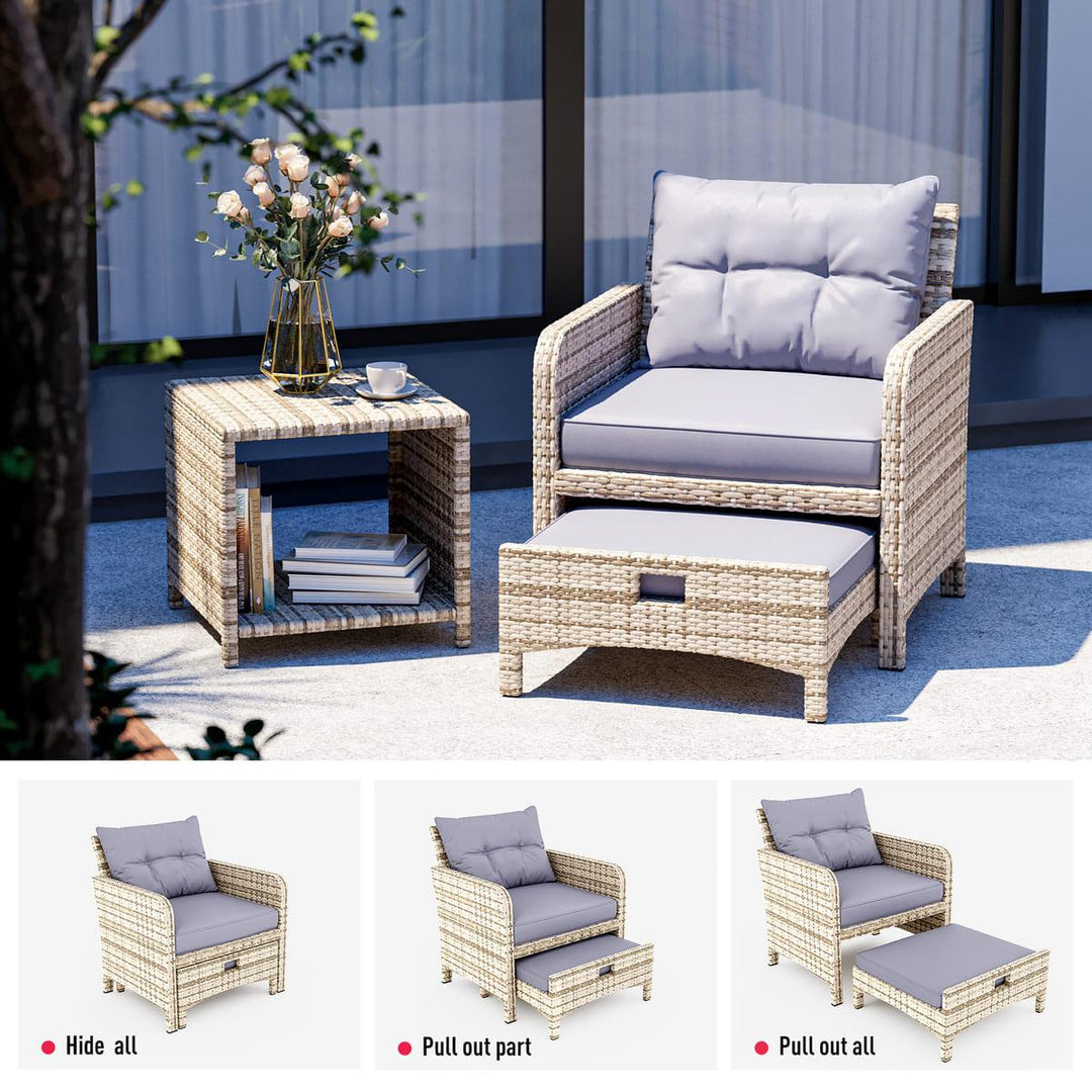 Pamapic Rattan Patio Chairs with Ottoman (5 Pieces)