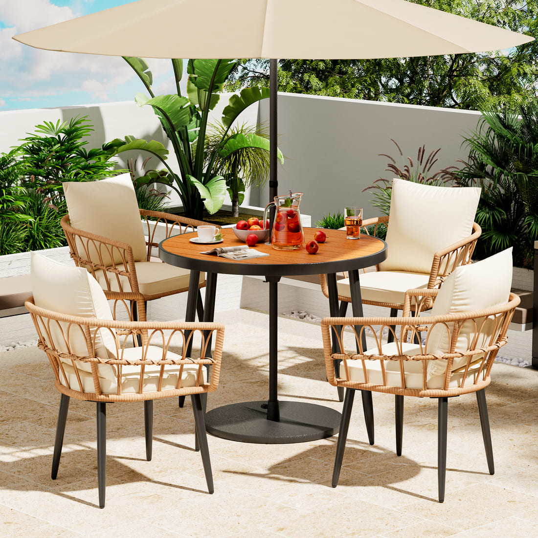 Round Wicker Outdoor Dining Sets | Pamapic