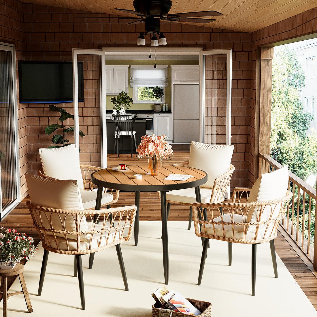 Round Wicker Outdoor Dining Sets | Pamapic