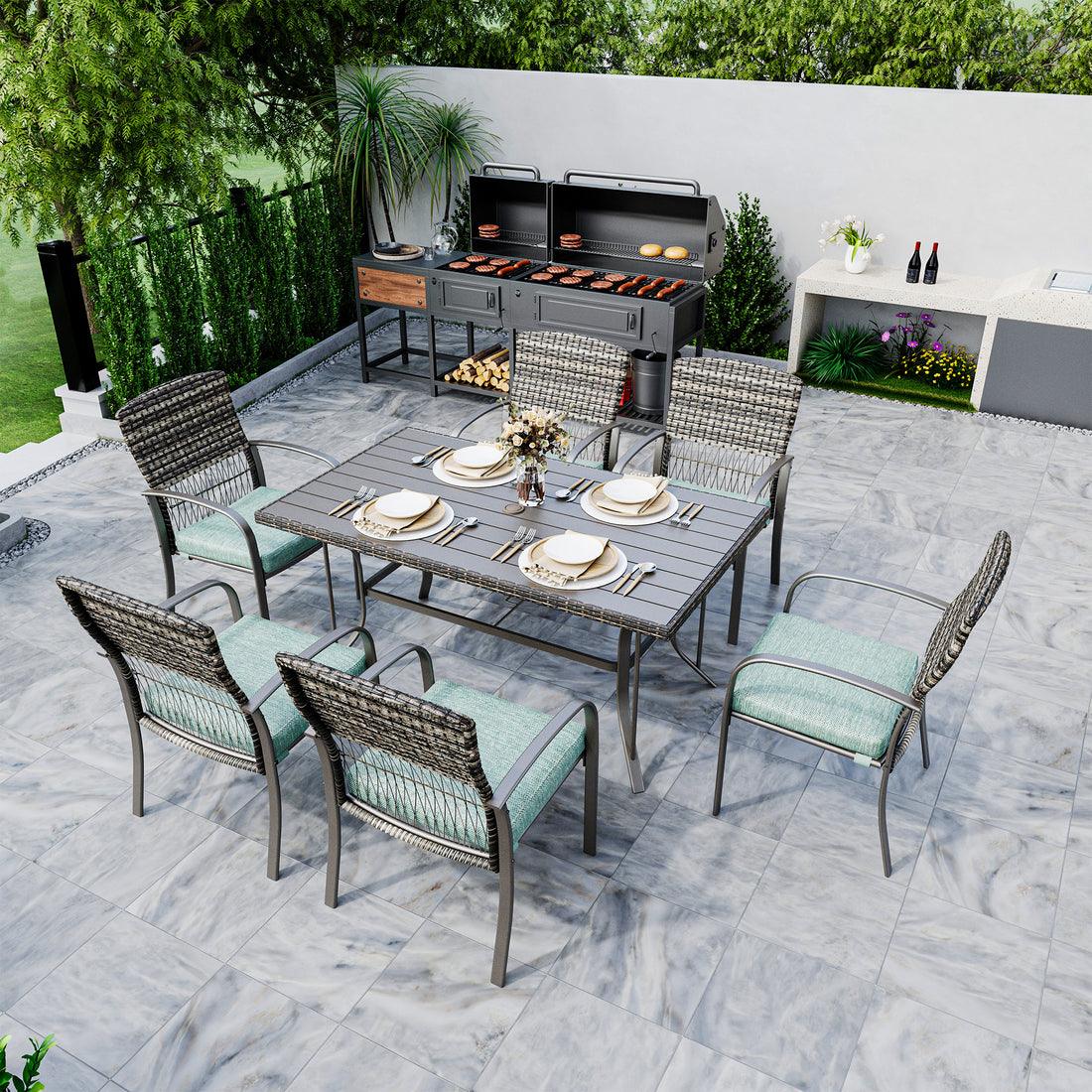 Outdoor Dining Table Set for 6 | 7-Piece | Pamapic
