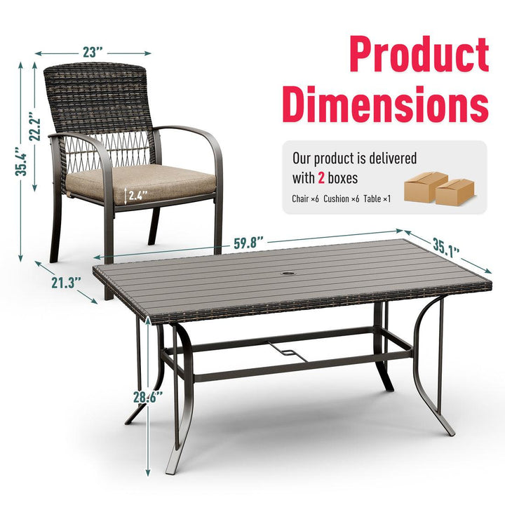 Pamapic Outdoor Dining Table Set (7 Pieces)