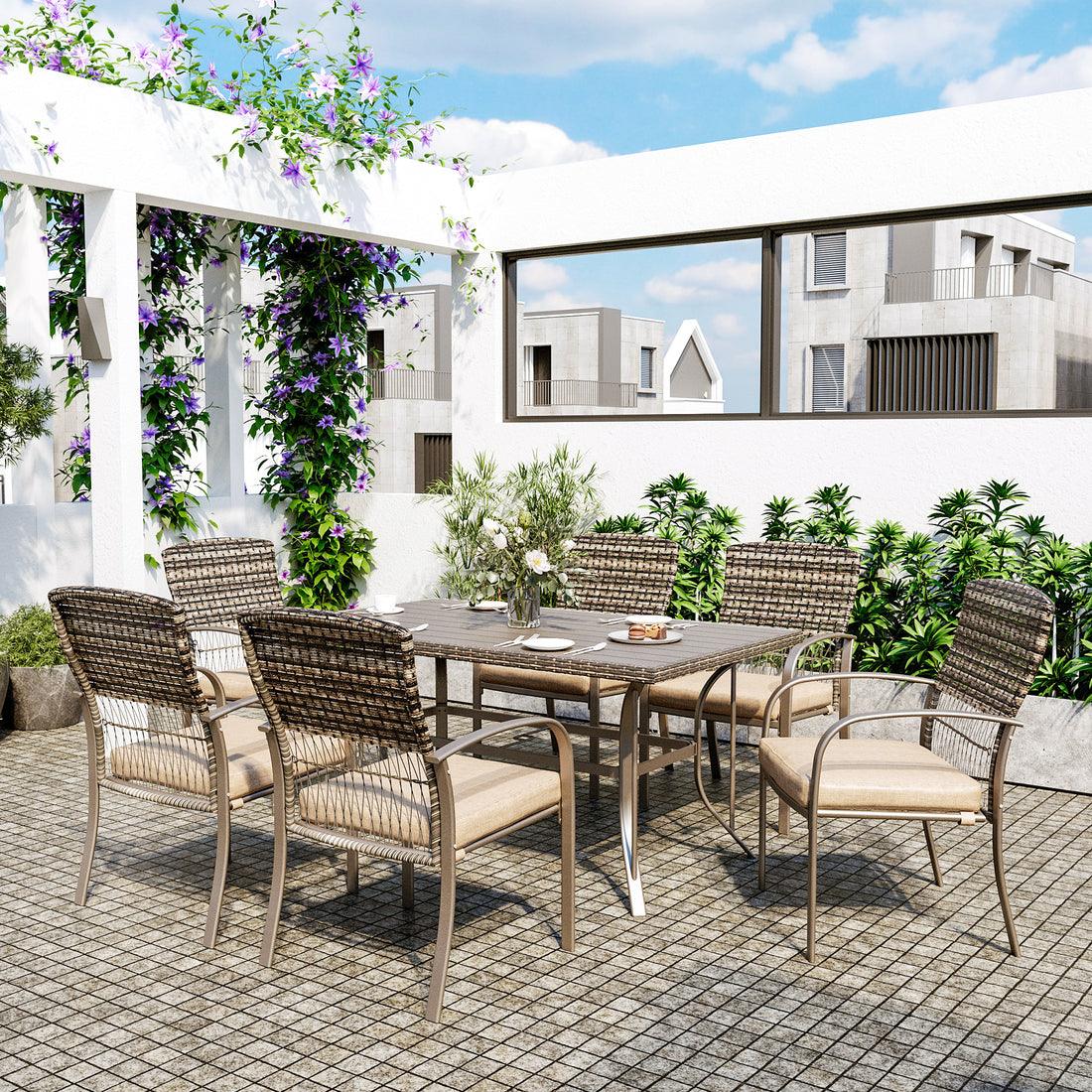 Outdoor Dining Table Set for 6 | 7-Piece | Pamapic