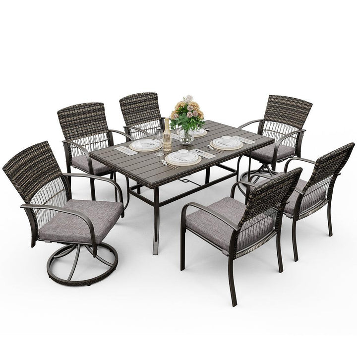 Pamapic Dining Table with 2 Swivel Chairs (7 Pieces)