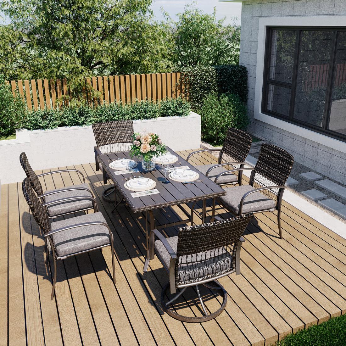 Pamapic Dining Table with Swivel Chairs - Thumbnail 3