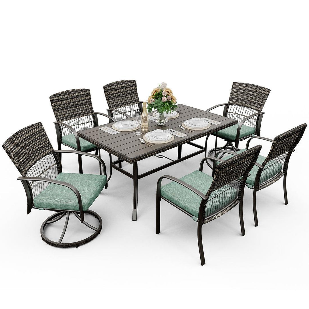 Pamapic Dining Table with 2 Swivel Chairs (7 Pieces)